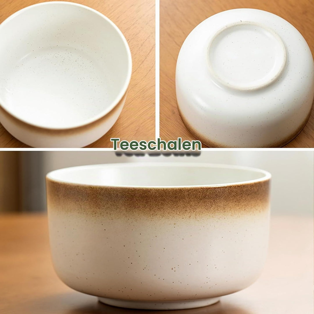 Matcha Set, 6-teilig mit Sieb, Matcha Besen, Keramik Matcha Schale, Matcha Tee Chasen Whisk und Teel