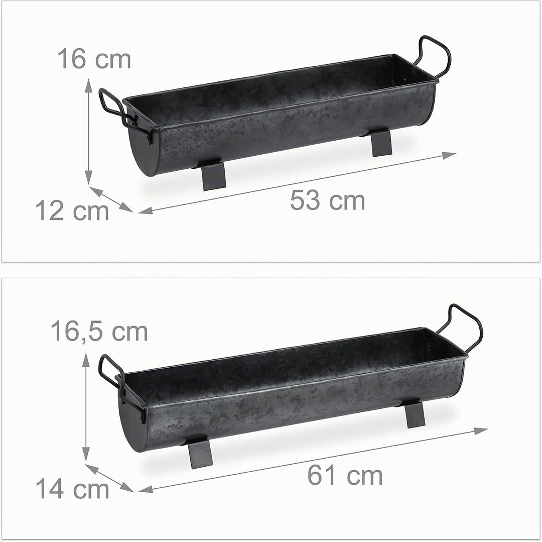 Relaxdays Blumenkasten Dachrinne, 2er Set, Garten & innen, Vintage Design, Eisen, Metallwannen zum B