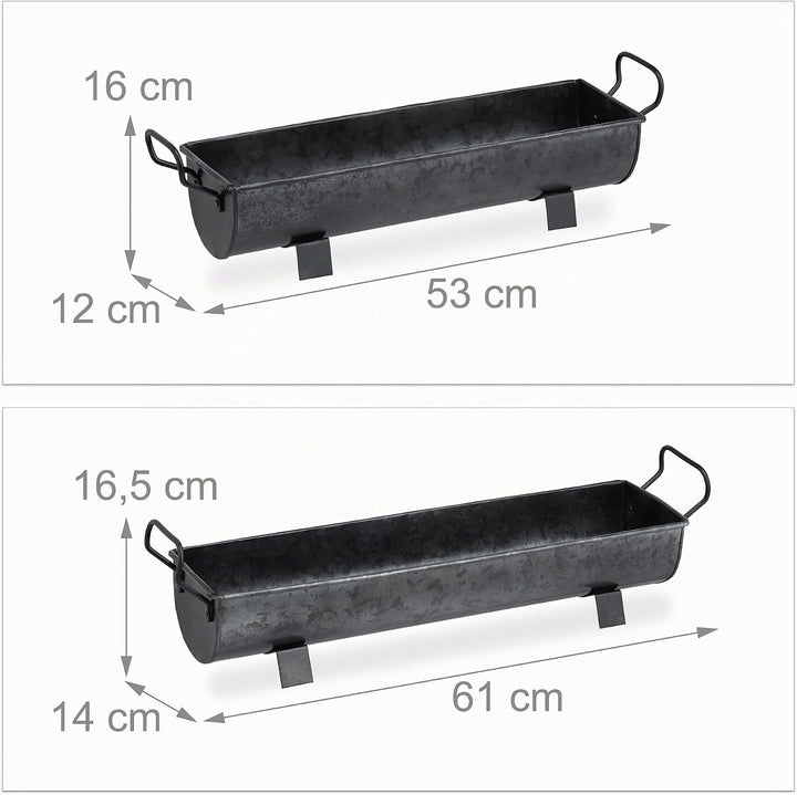 Relaxdays Blumenkasten Dachrinne, 2er Set, Garten & innen, Vintage Design, Eisen, Metallwannen zum B