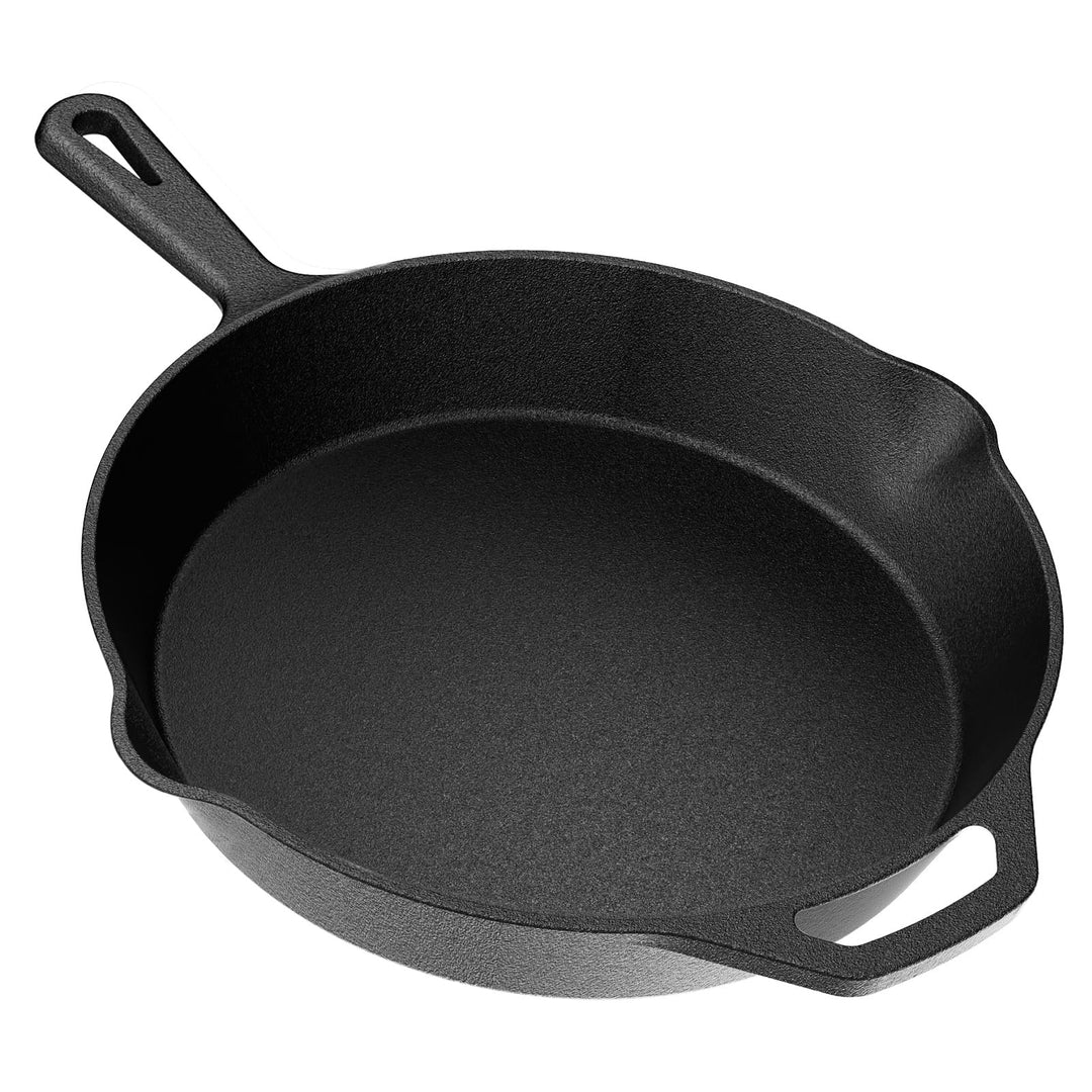 YASHE Gusseisenpfanne 26 CM, flache Bratpfanne für Steak und Fleisch, induktionsgeeignet, ofenfest,