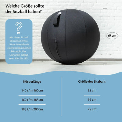 Backerz® Sitzball 65 cm - Ergonomische Sitzmöbel für Büro und Heimbüro - Langlebiger Stoff, Gymnasti