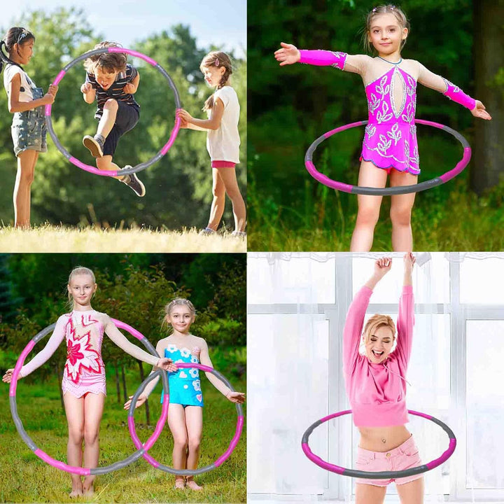 LETAO Hula Hoop Reifen Kinder von 8-15 Jahren | Rosa-Grau Hula Hoop Reifen Kinder, Zerlegbar, inklus