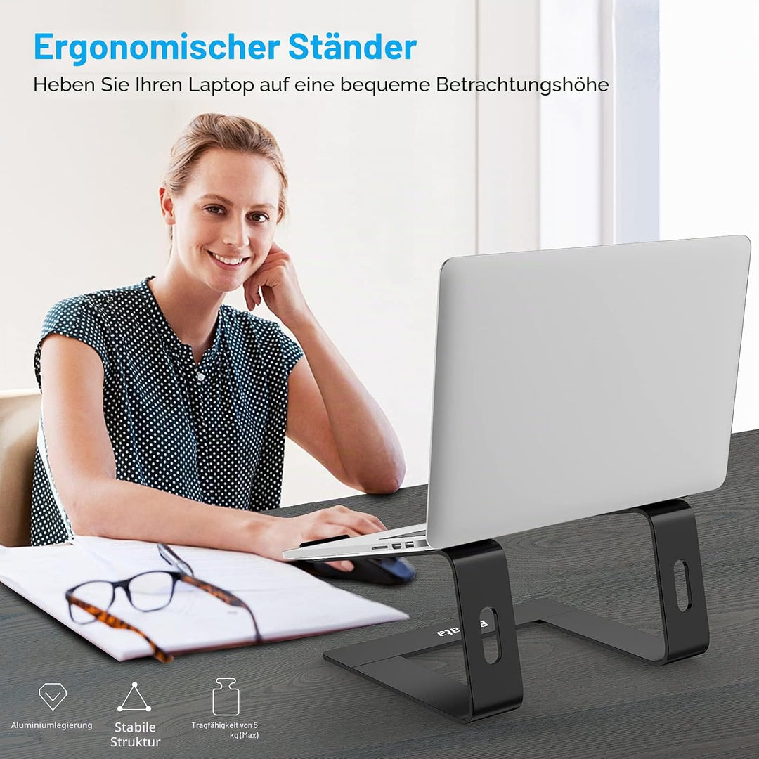BoYata Laptop Ständer, Ergonomisch Aluminium Notebook Ständer, Tragbarer Belüfteter Laptop Halterung