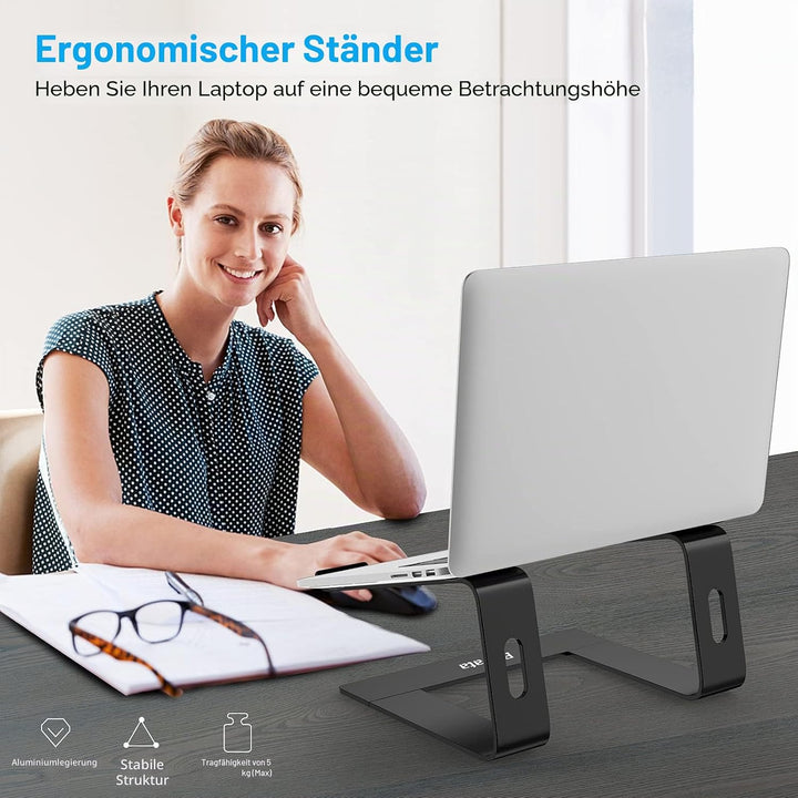 BoYata Laptop Ständer, Ergonomisch Aluminium Notebook Ständer, Tragbarer Belüfteter Laptop Halterung