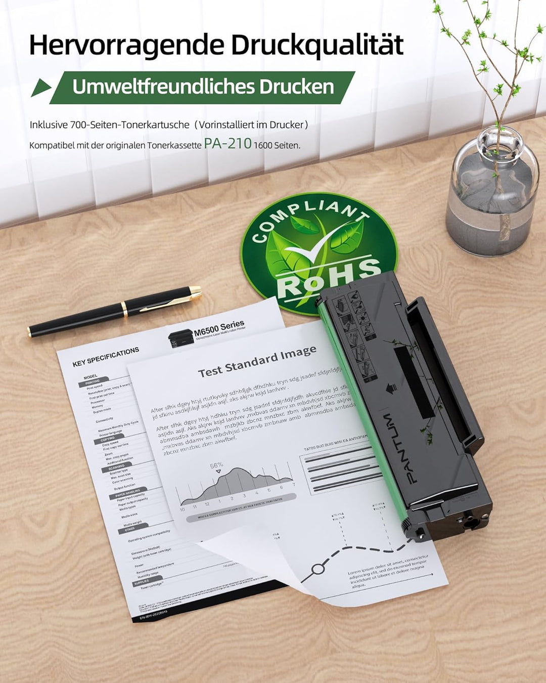 PANTUM M6500NW Laserdrucker Multifunktionsgerät mit Scanner und Kopierer,Drucker WLAN, Schwarz Weiss