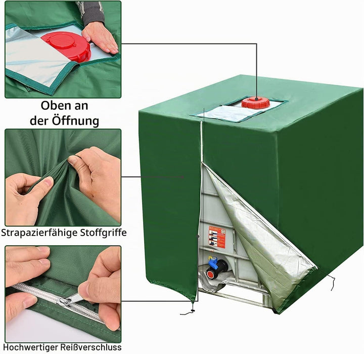 DWcouple 2STK IBC Tank Abdeckung,Wassertank Staubdichte Anti-UV-Schutzabdeckung,Grün Abdeckplane für