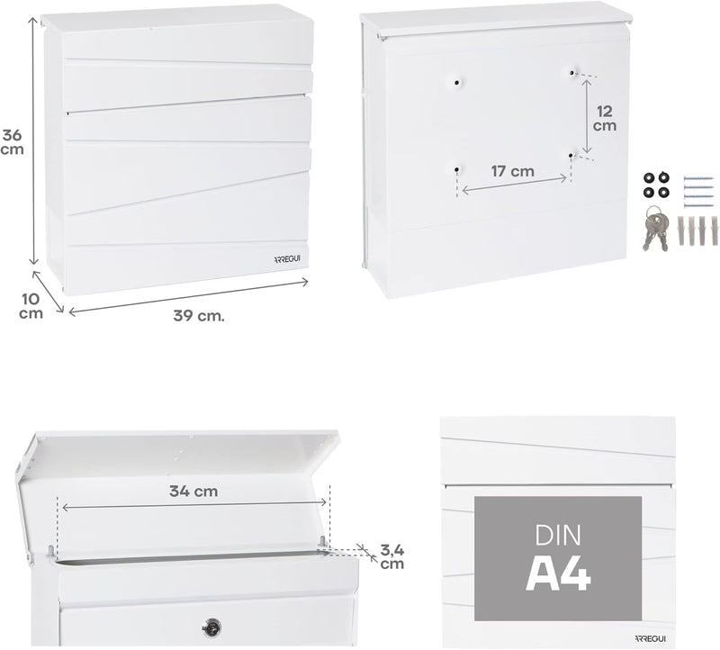 ARREGUI Armor E6901 Designer Briefkasten aus Verzinktem Stahl mit Zeitungsrolle, Postkasten + Zeitun