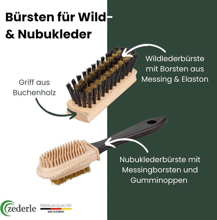 zederle Schuhputzsets – 9 teilig für Glattleder Wildleder Nubukleder inkl. Aufbewahrungskarton als S