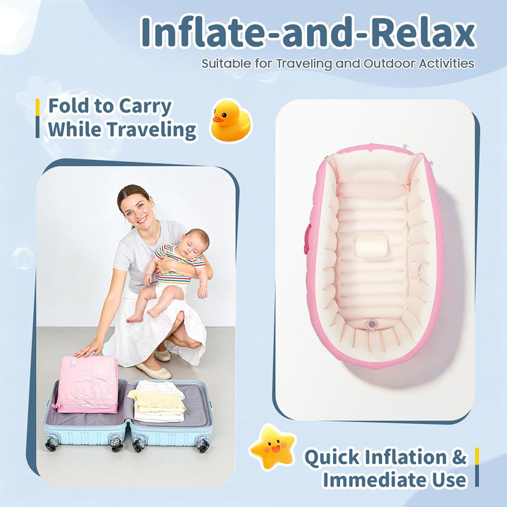 Baby Aufblasbare Badewanne, Tragbare Reise Baby Säugling Badewanne Kleinkind Badewanne mit Luftpumpe