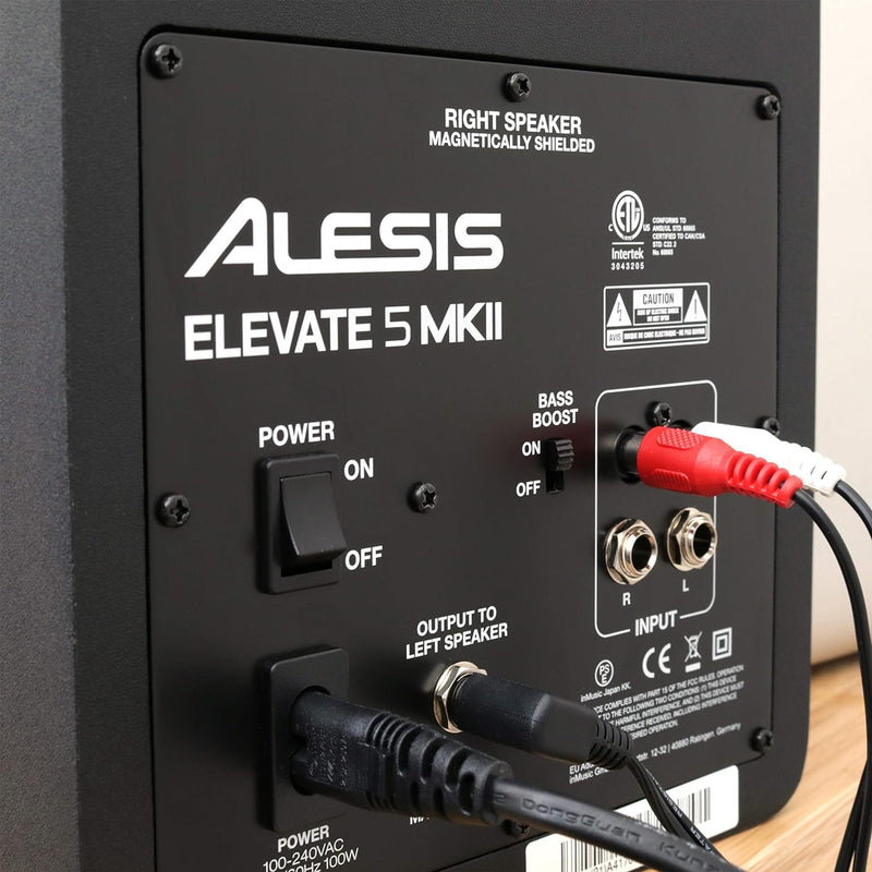 Alesis Elevate 5 - Aktive Desktop-Studiolautsprecher für Heimstudios, Video-Bearbeitung, Gaming und