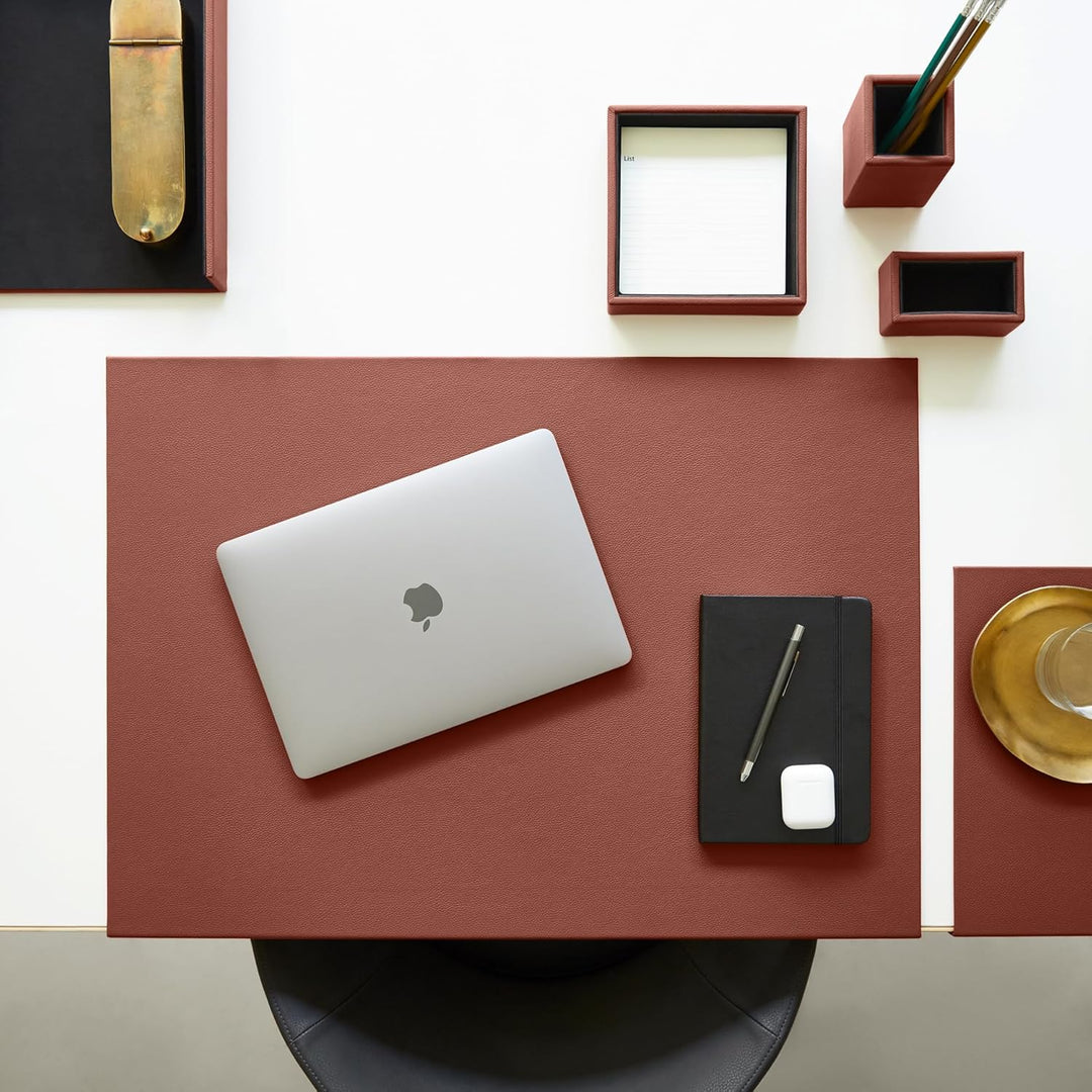 Eglooh - Atena - Ablagefächer für Schreibtisch und Büro Echtes Leder Orange Braun - Bürobedarf Brief