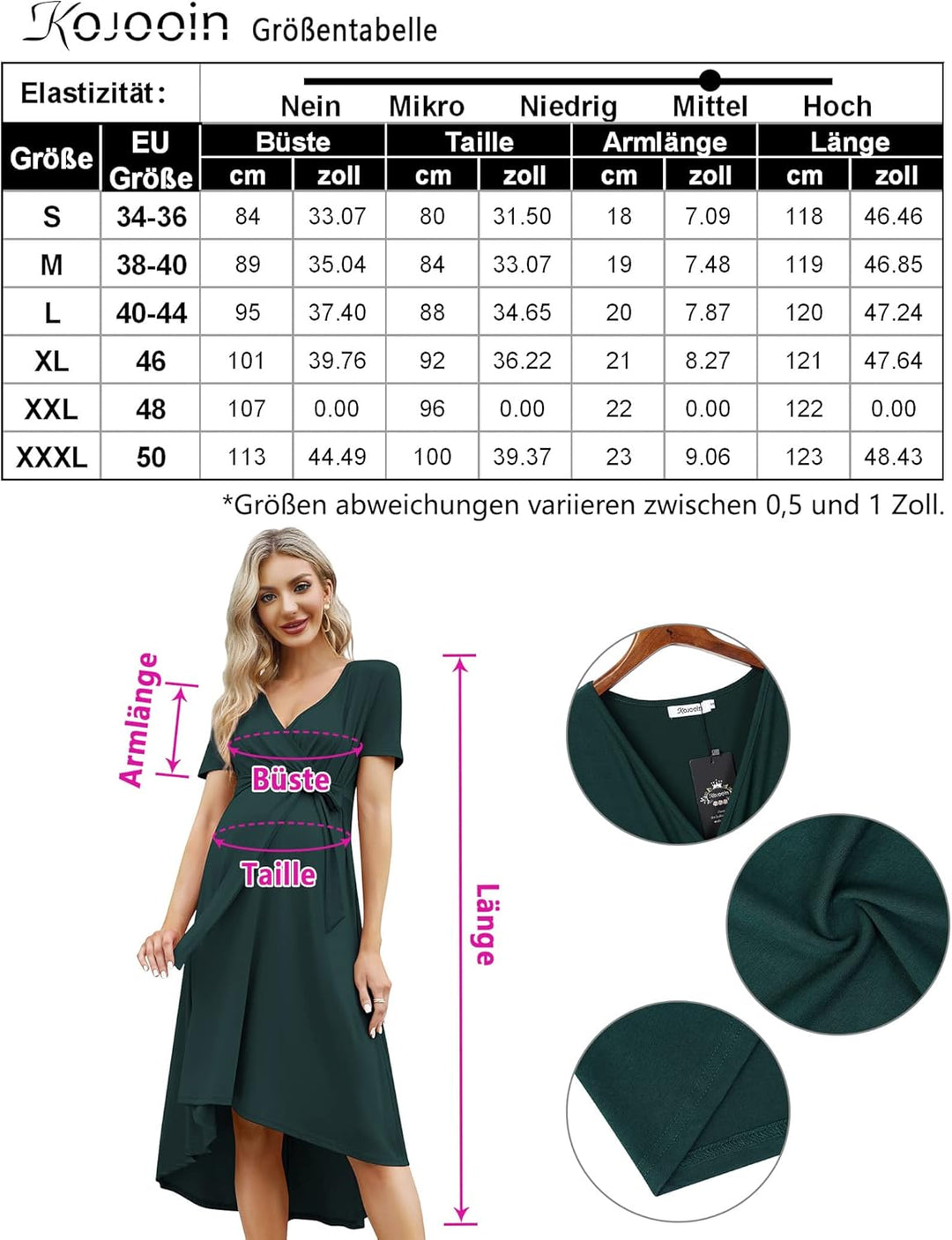 KOJOOIN Damen Umstandskleid Festlich Stillkleid V-Ausschnitt Kurzarm Schwangerschaftskleid mit Taill