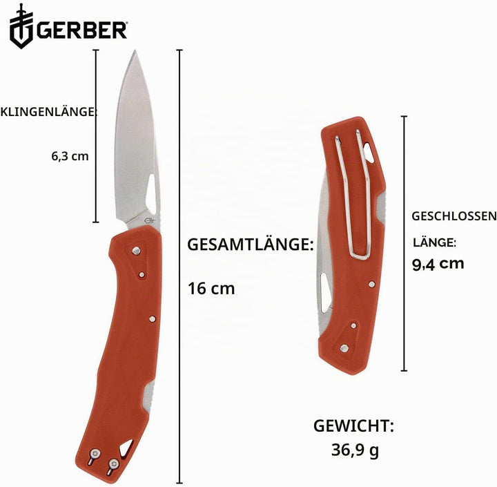 Gerber Taschenmesser mit Gürtelclip, LST, 440A Clip Poin-Edelstahlklinge, Griffschalen aus glasfaser
