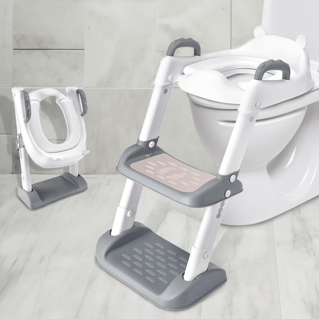 Mkitnvy Toilettensitz Kinder Kinder WC, Toilettensitz Toilettentrainer mit Treppe, Verstellbar Toile
