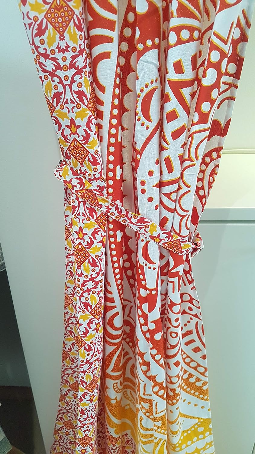 Werterhalt ums Haus Schlaufenvorhänge aus 100% Baumwolle - 1 Schals mit Raffbändchen - orange/gelb