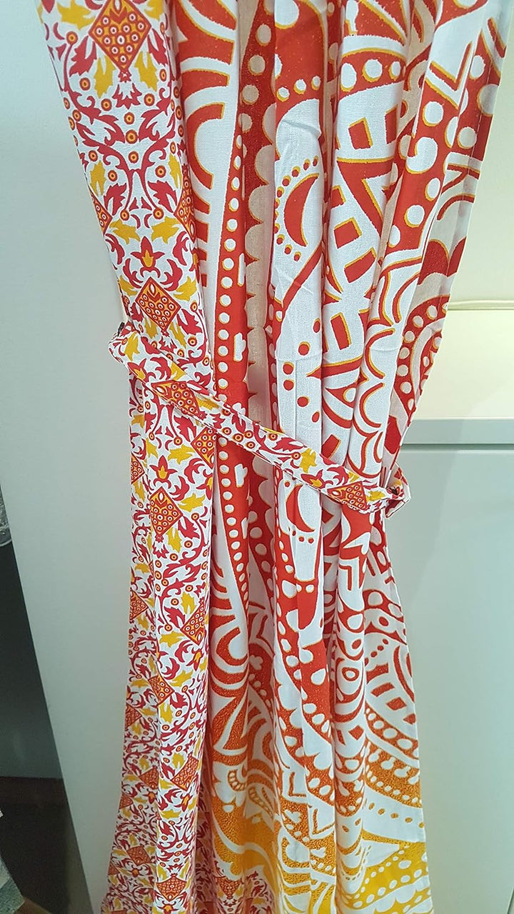 Werterhalt ums Haus Schlaufenvorhänge aus 100% Baumwolle - 1 Schals mit Raffbändchen - orange/gelb
