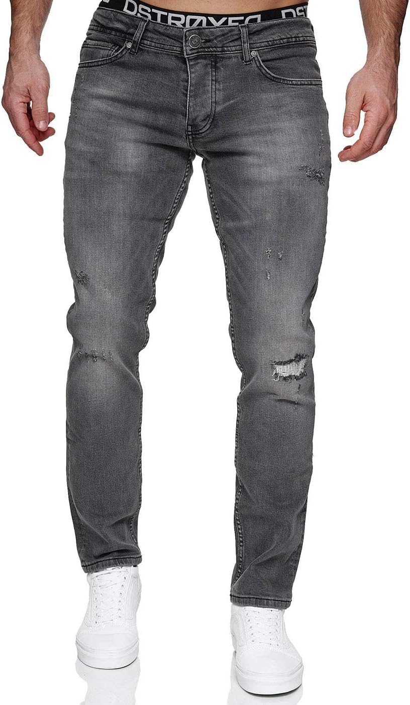 MERISH Jeans Herren Slim Fit Jeanshose Stretch Denim Designer Hose 1507 29W / 32L 1506-3 Grau, 29W /