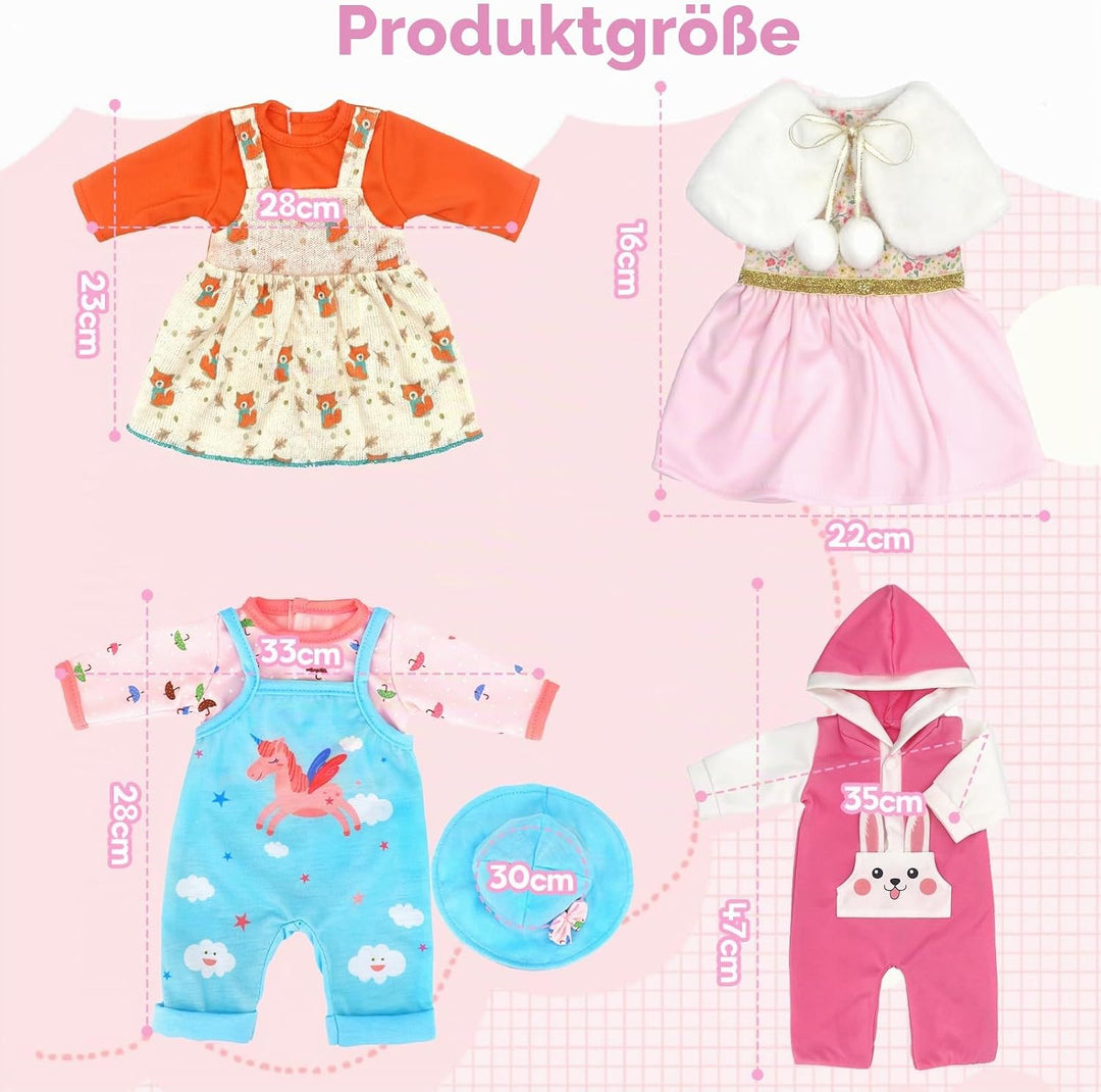 4 Stück Puppenkleidung für Baby Puppen, Kleidung kompatibel mit 35-43 cm New Born Baby Puppen, Puppe