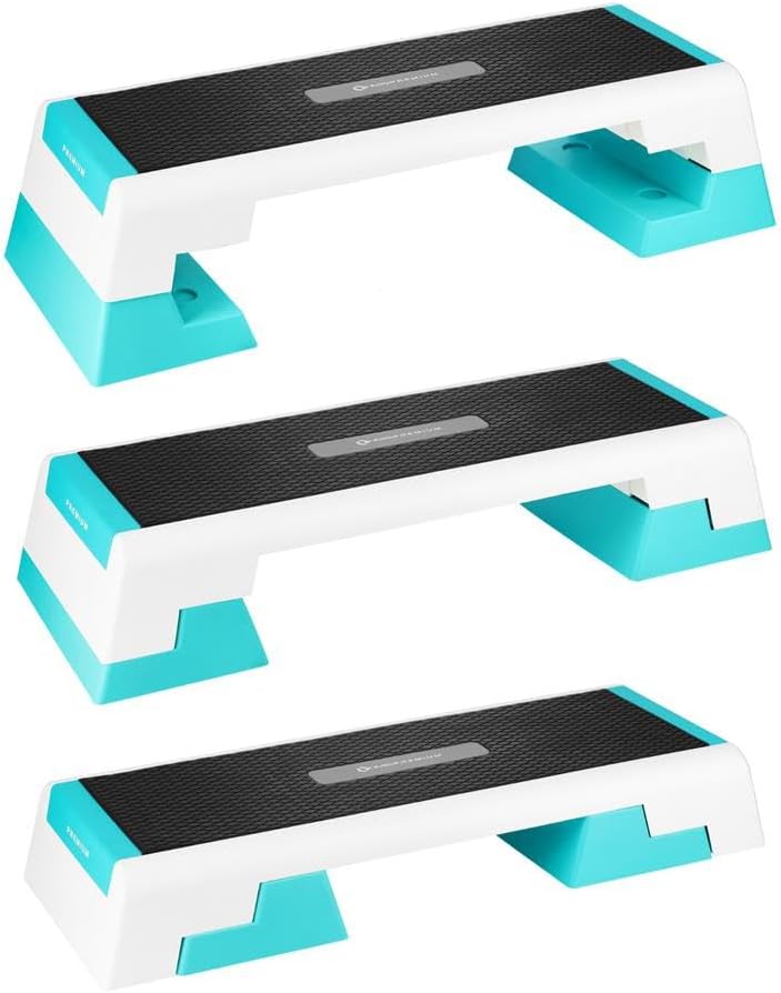 HMS Premium Aerobic‑Steppbrett AS007 | Höhenverstellbares Fitness‑Step | 82,5×27cm Trittfläche | 3‑S