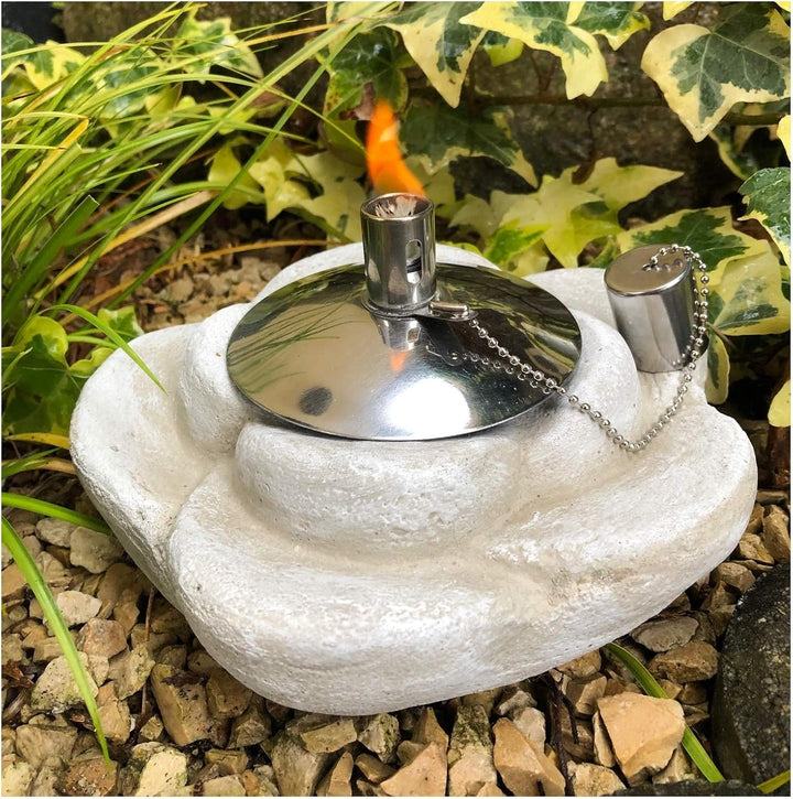 Gartenfackel Blume Tischfackel Ölfackel Öllampe Garten Fackel Tischlampe Steinguss mit Edelstahl Ölb