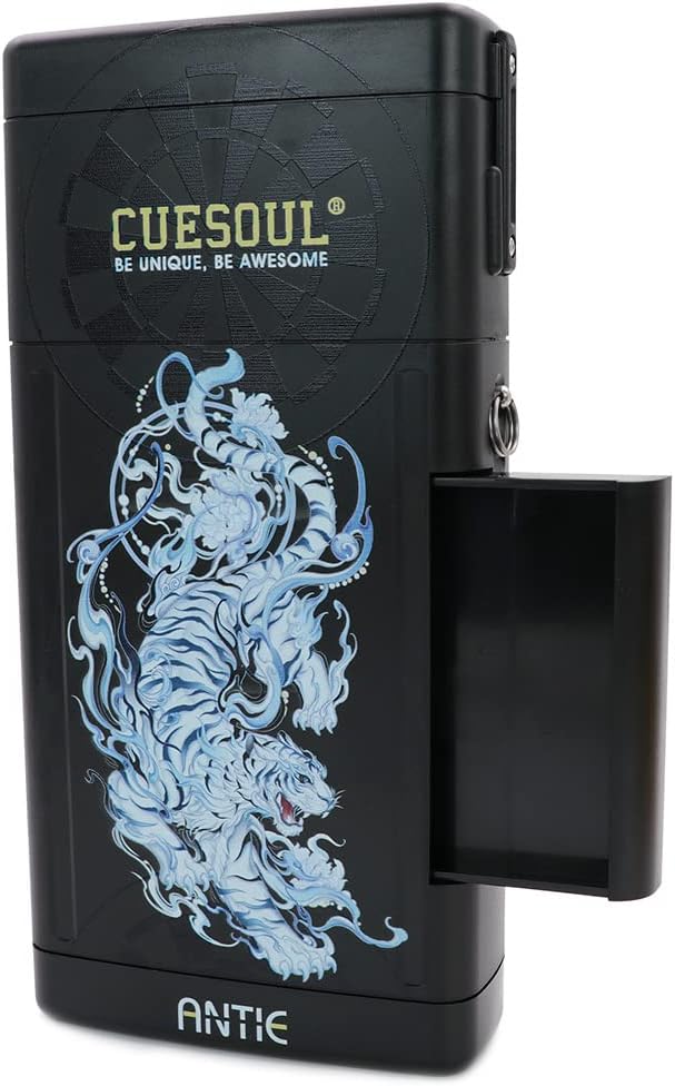 CUESOUL ANTIE Hard Dart Case, Hält 6 Steeldarts/Soft Tip Darts und zusätzliches Zubehör, mit Vier my