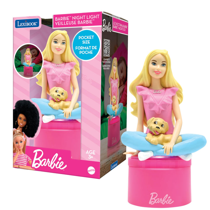 Lexibook, Barbie, LED-Taschen-Nachtlicht für das Kinderzimmer, weiches Licht, batteriebetrieben, Ros