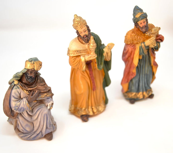 Z1 10 x Weihnachtsfiguren, 12,5 cm, Krippen-Szenen-Set, Figuren Tiere, Geburt Jesu, 3 Könige, Krippe