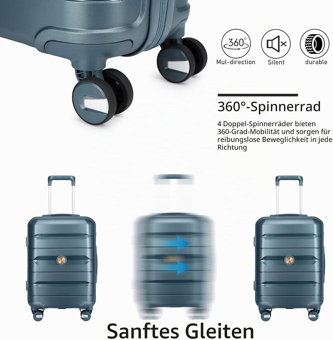 Sea choice Hartschalen Koffer Trolley Erweiterbar Kabinen Handgepäck 100% PP Leicht Reisekoffer mit