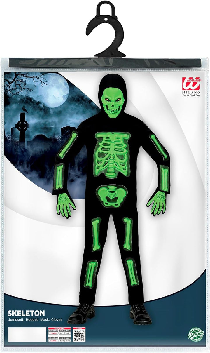 "3D SKELETON" (jumpsuit, hooded mask, gloves) - (158 cm / 11-13 Years), 158