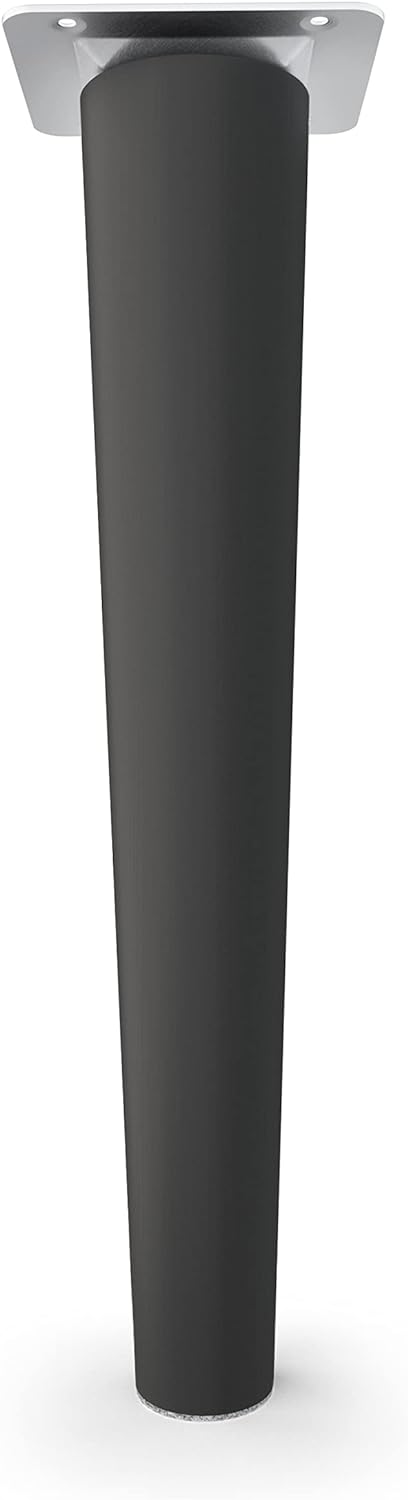 sossai® Holz-Möbelfüsse - Clif Round | Schwarz Matt | Höhe: 25 cm | HMF1 | rund, konisch (gerade Aus