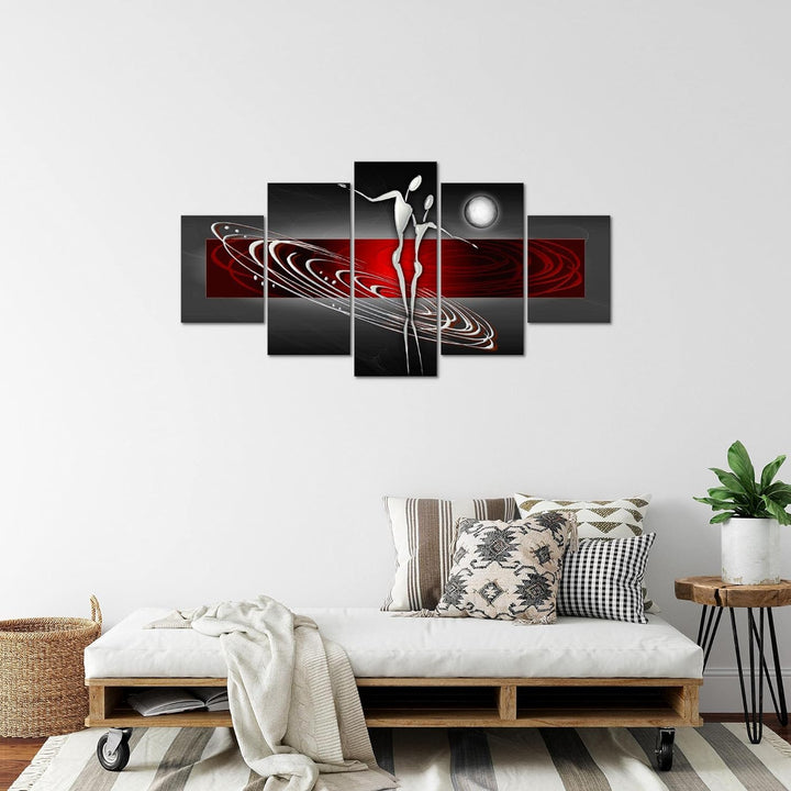 Runa Art Bild Wohnzimmer Schlafzimmer Abstrakt Figuren 5 Teilig Liebespaar Rot Grau Wandbilder auf V