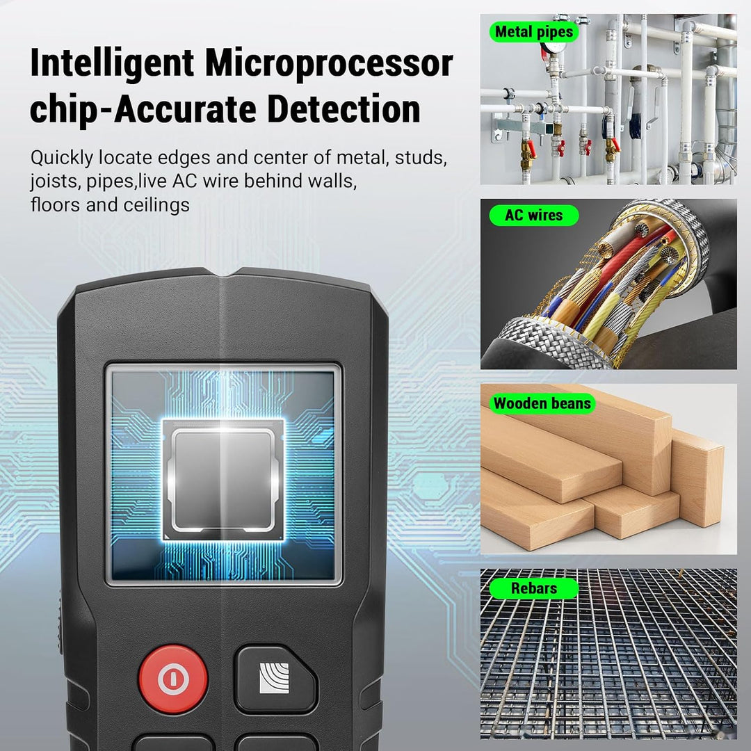Leitungssuchgerät 5 in 1 Ortungsgerät mit Smart Chip & HD-LCD, Kabelfinder Leitungsfinder für Stroml