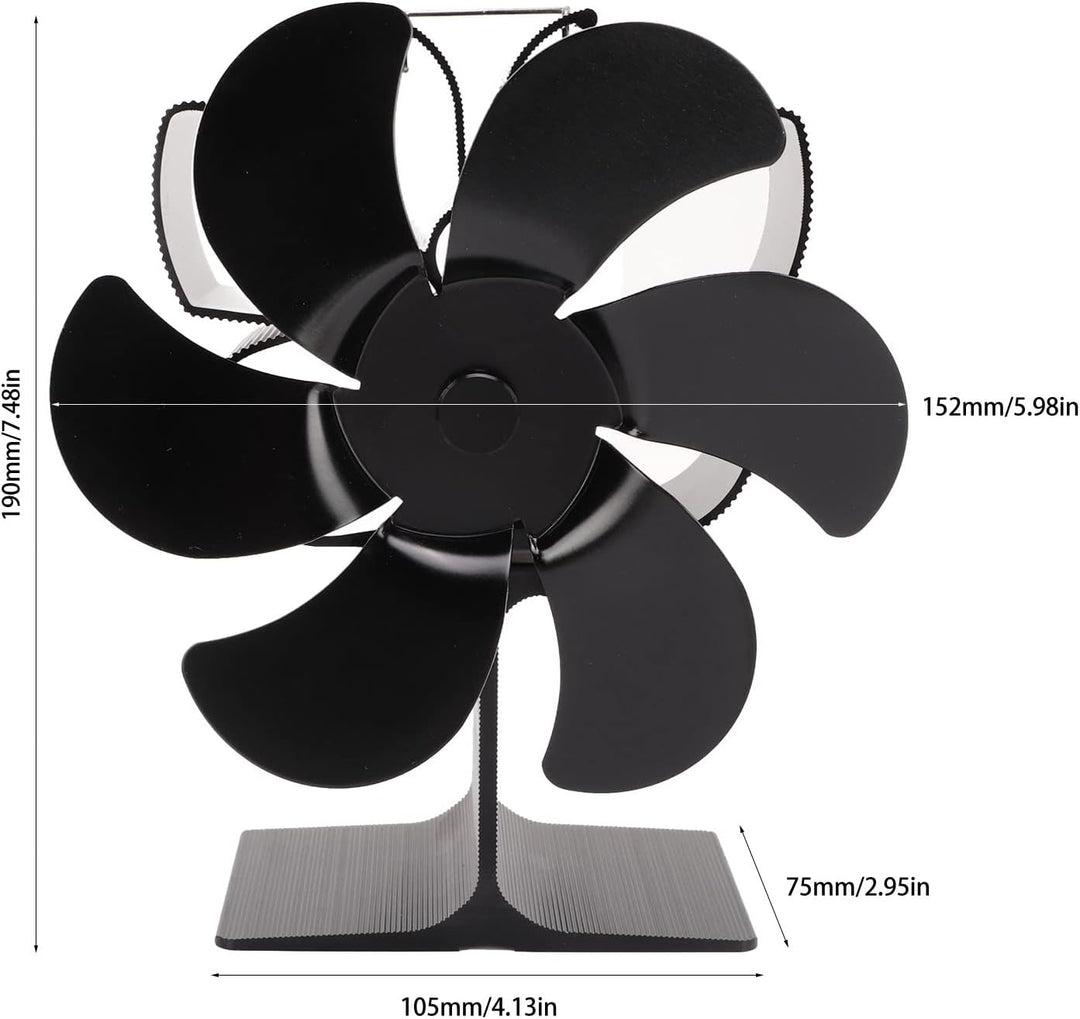 Wakects Ofenventilator für Kamin, Kaminventilator, 6 Flügel, nicht elektrisch, für Holzöfen, Öfen, S