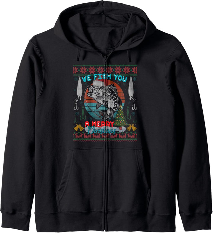 Wir fischen dir einen hässlichen Weihnachtspullover Kapuzenjacke