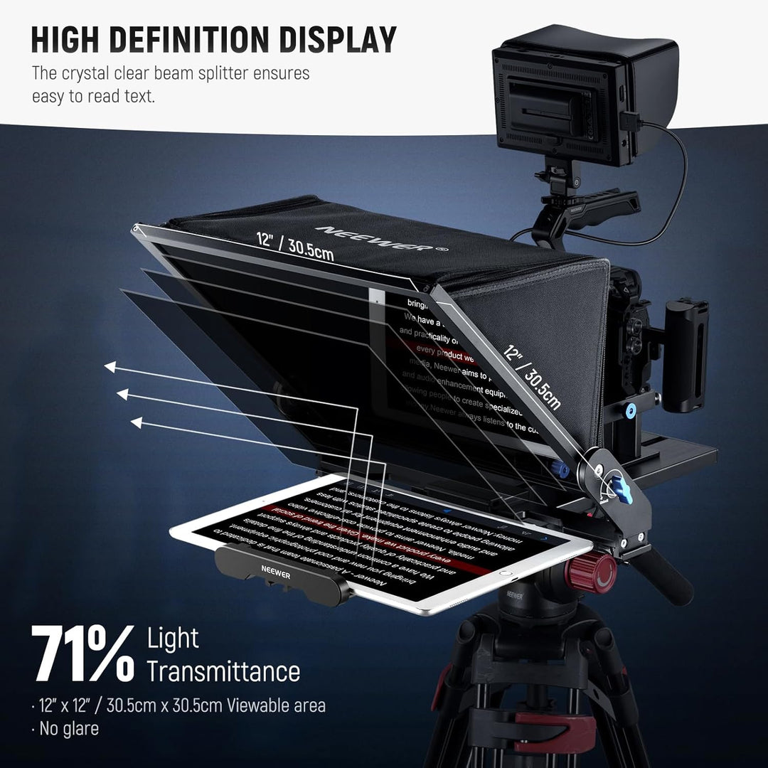 NEEWER Teleprompter X17 II mit RT113 Fernbedienung/APP Steuerung, 17" HD Beamsplitter Ganzmetallrahm