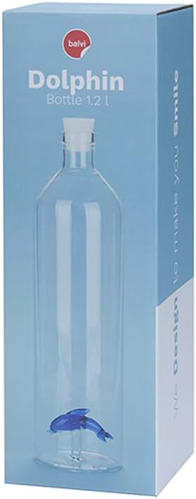 balvi - Atlantis Dolphin Wasserflasche aus Glas. Enthält eine Delfin-Figur. Mit Silikonverschluss.