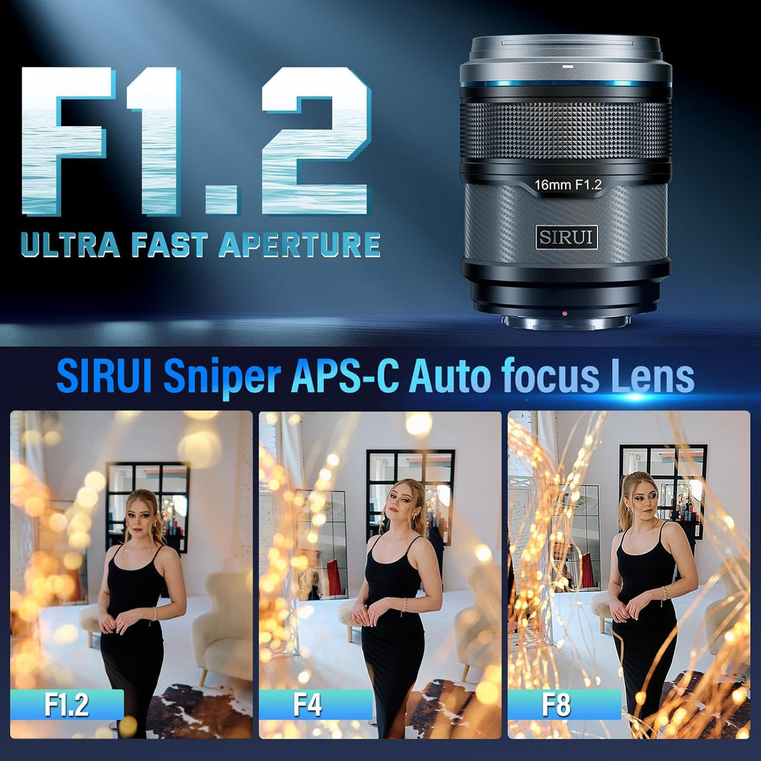SIRUI Sniper 16mm Autofokus Objektiv, F1.2 Weitwinkel APS-C Kameraobjektiv, E Mount Objektiv für A64