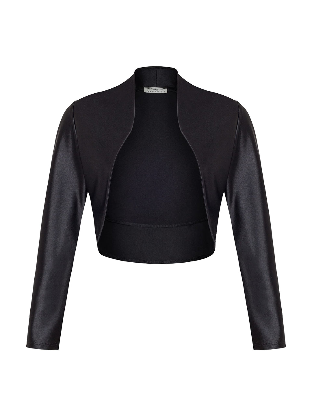 Damen Bolero Satin Festliche Schulterjacke Langarm 709 M Schwarz, M Schwarz
