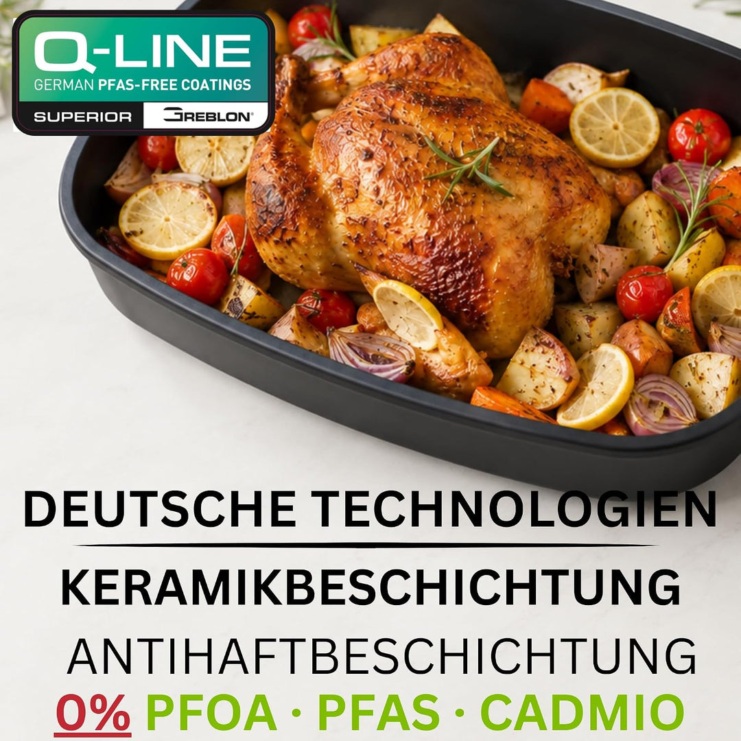 Bratpfanne mit deckel 32cm super antihaft bratformen bräter ofenpfanne induktion aluguss quadrat hoc