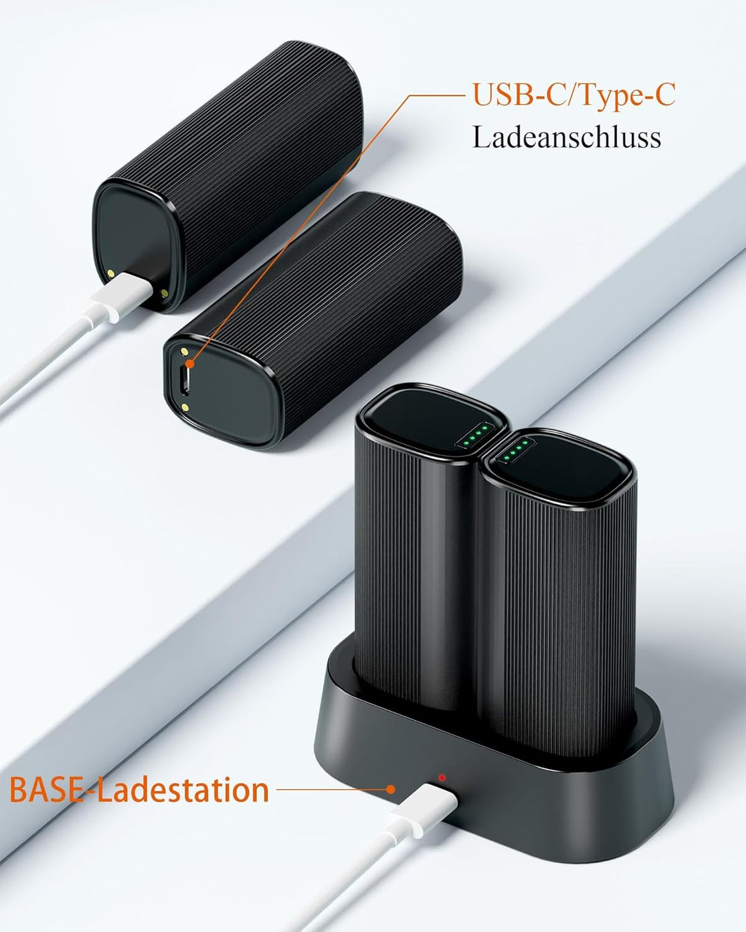 Handwärmer Elektrisch, 10000mAh Taschenwärmer Aufladbar, Split-Magnetic 2er-Pack, Ladeetui oder Typ-