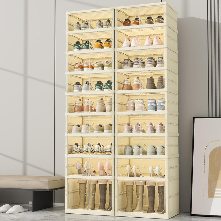 9-stufiger faltbarer Schuhregal-Organizer für Schrank mit Rollen, 36 Paar zusammenklappbares Schuhre