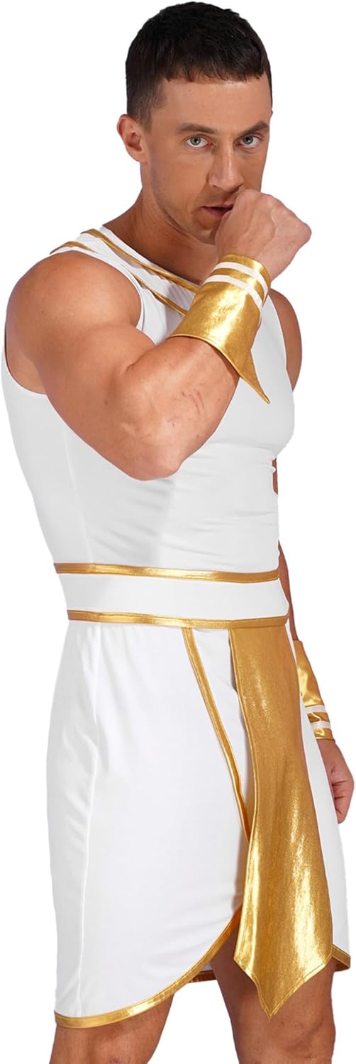FEESHOW Herren Griechische Götter Kostüm Römischer Caesar Kostüm Tunika Gewand Grieche Outfit Karnev