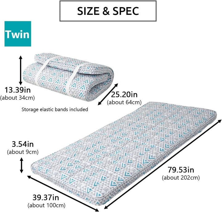 EMOOR Japanische Gepolsterte Futon Matratze Machi 100 x 202 cm Triangle-Grau (Shinsengumi Makoto), U