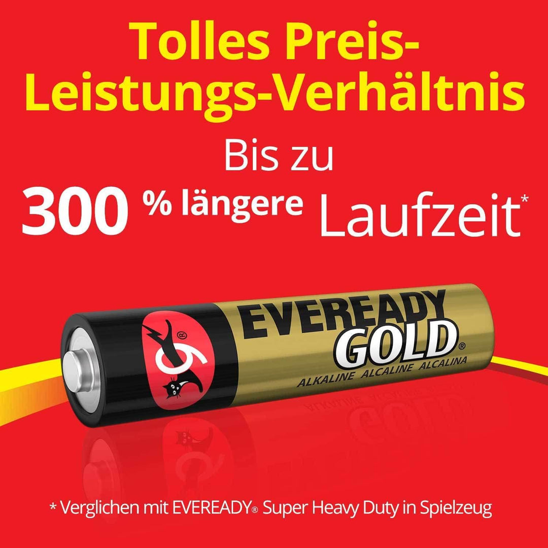 Eveready Gold Alkaline AA-Batterien 40 Stück, Langlebige Doppel-A-Batterien für Haushaltsgeräte + Go