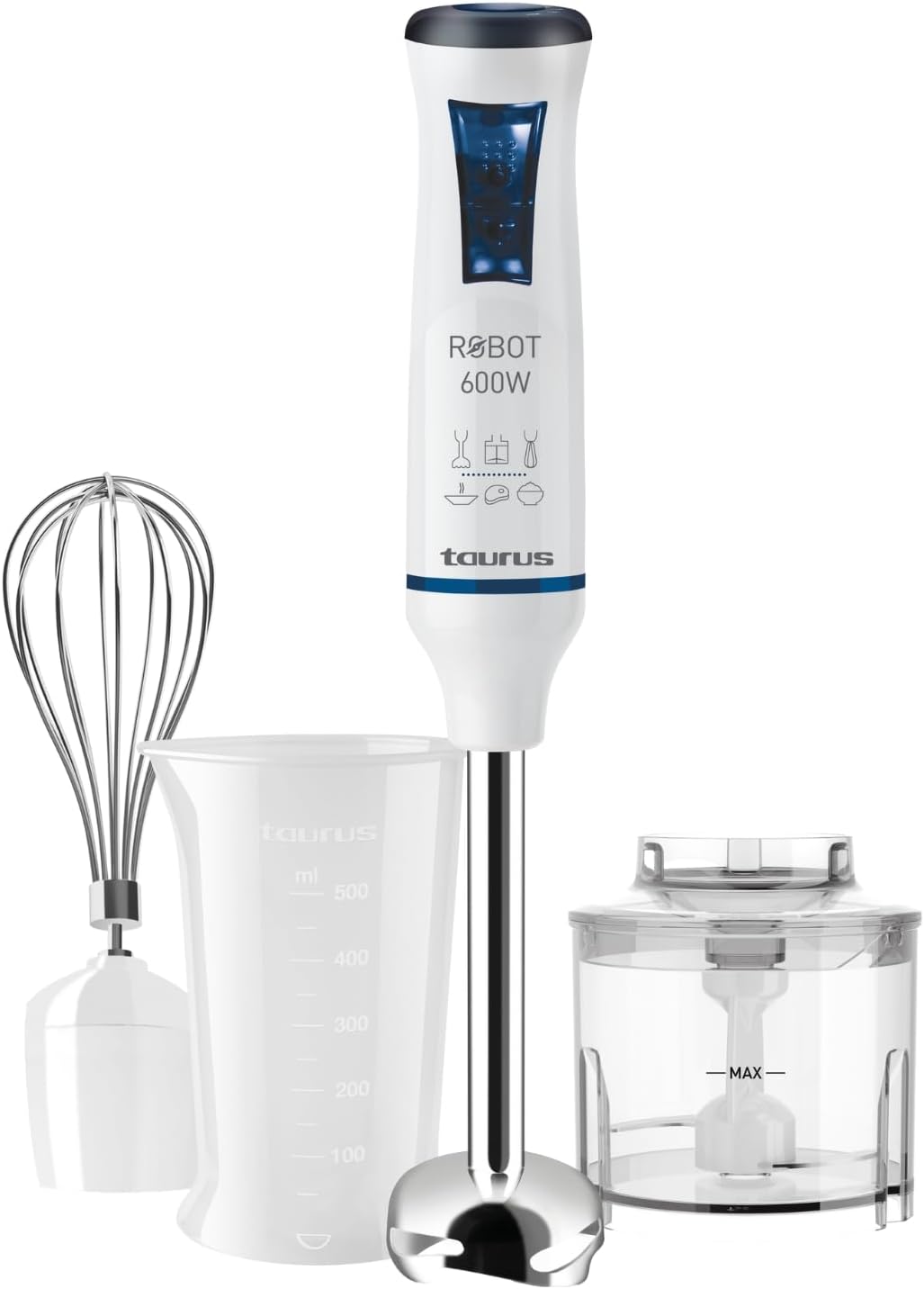 Taurus Stabmixer-Set | ROBOT 600 PLUS INOX | 20 Geschwindigkeitsstufen | 600 W | Elektrisch | Inklus