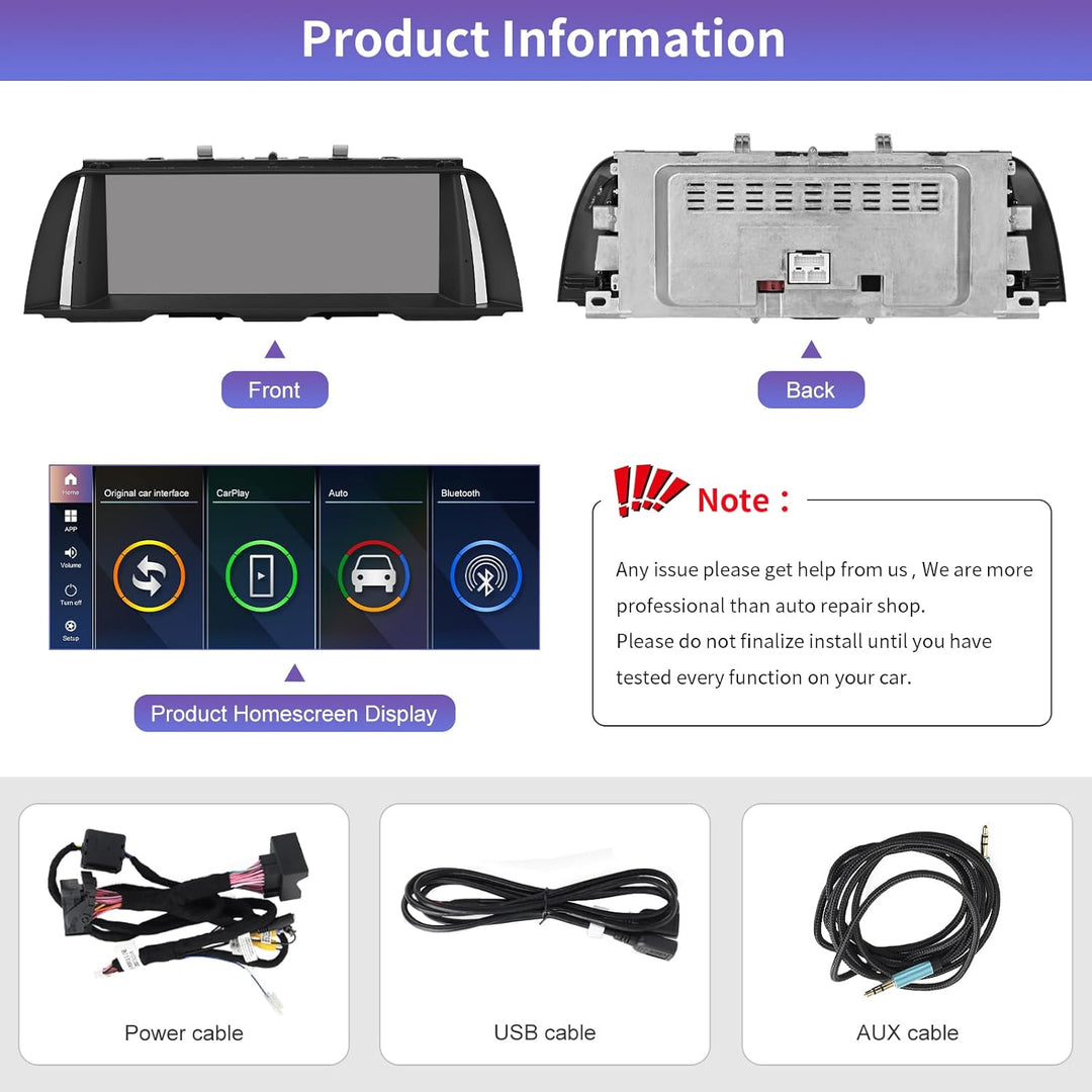 Road Top 10,25 Zoll Autoradio Touchscreen Drahtlos CarPlay Android Auto für BMW 5 Serie F10/F11 2010
