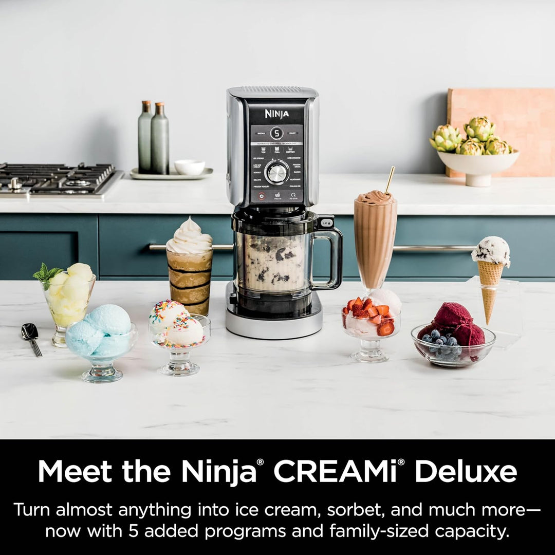 Ninja NC501 CREAMi Deluxe 11-in-1 Eiscreme und Eiscreme für Eis, Sorbets, Smoothies, gefrorene Geträ