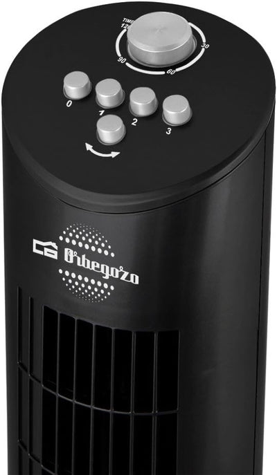 Orbegozo TW 0800 - Turmventilator mit Timer, Fach für Essenzen, drei Stufen, Drehbewegung, 60 W, Sch