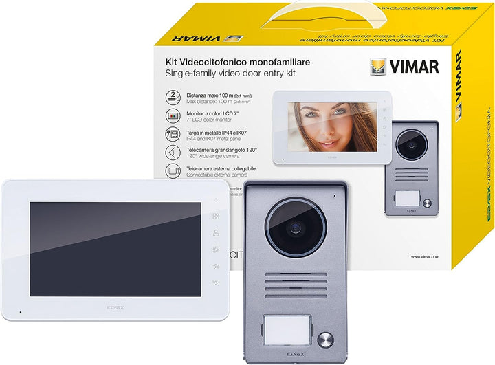 VIMAR K40910 Videosprechenalagen-Set enthält Freisprech-Videohaustelefon LCD 7in, 1-Taste Klingeltab