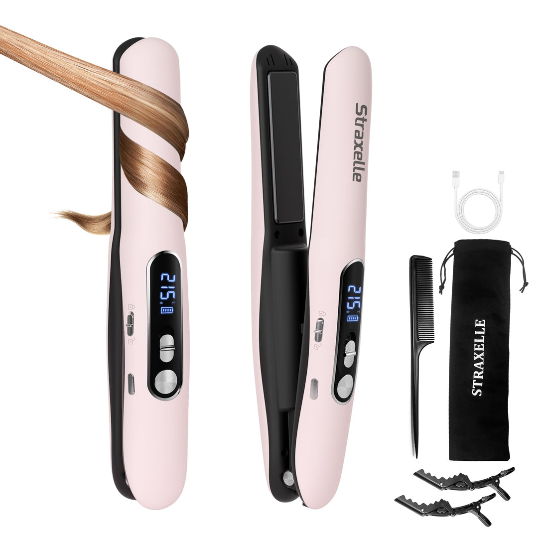 Mini Glätteisen Kabellos 2 in 1 Glätteisen Locken und Glätten mit 5000mAh Reiseglätteisen 3 Einstell